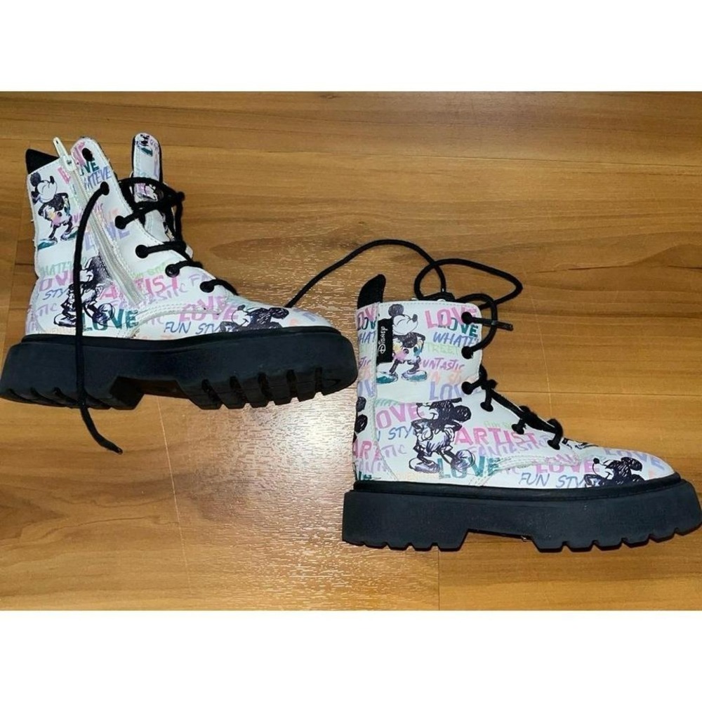 Girls‎ Zara X Disney Mickey MouseWatercolor Graffiti Platform Combat Boots